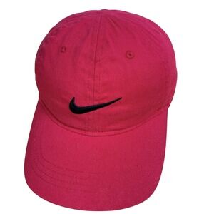 Nike Hat Cap Strap Back Boys One Size Pink Twill Swoosh Logo Baseball Casual